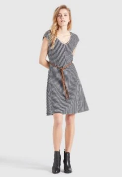 Khujo Leifa - Jurk - Dunkelblau-Weiß Gestreift -Khujo 9764519df4154983ba63e28a82b195b0