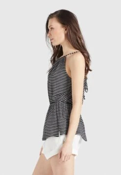 Khujo Valda - Top - Schwarz-Weiß Gestreift -Khujo d5762cbee6454e59aea0a6a9552aac38