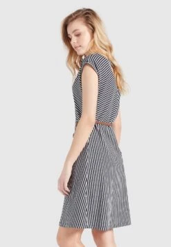 Khujo Leifa - Jurk - Dunkelblau-Weiß Gestreift -Khujo ff5b9aeccd6e4f43ae0b8a04bce539c8